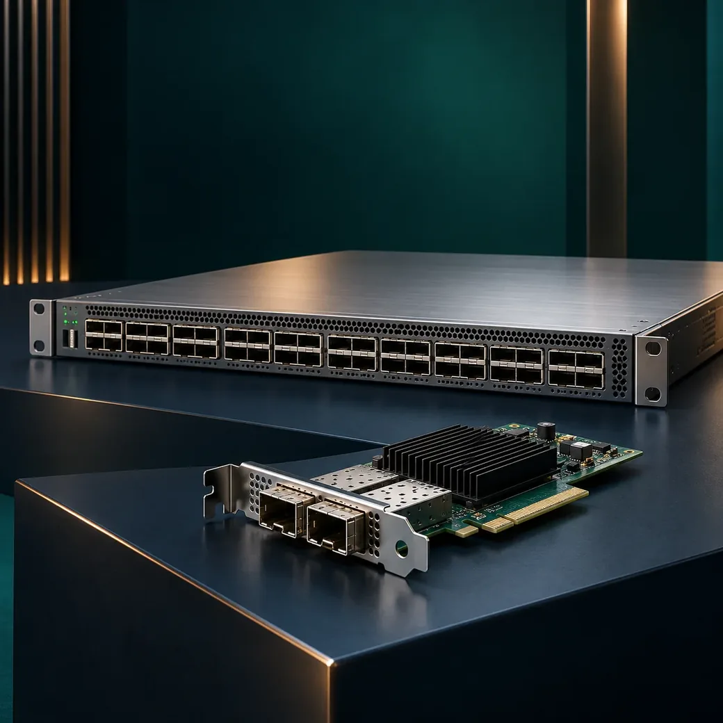 Illustration of high-speed networking equipment