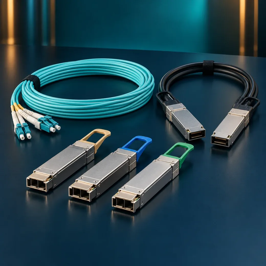 Illustration of optical transceivers and high-speed cables