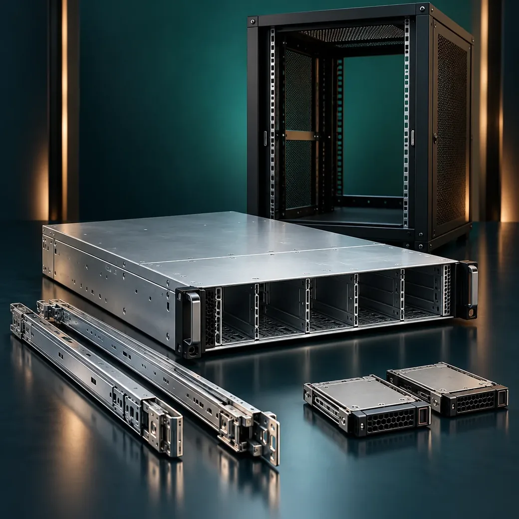 Illustration of racks, chassis and mounting accessories